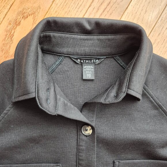 Athleta XXS Allure Shirt Jacket, Black Oversized Top Layer Work Travel - Picture 2 of 16